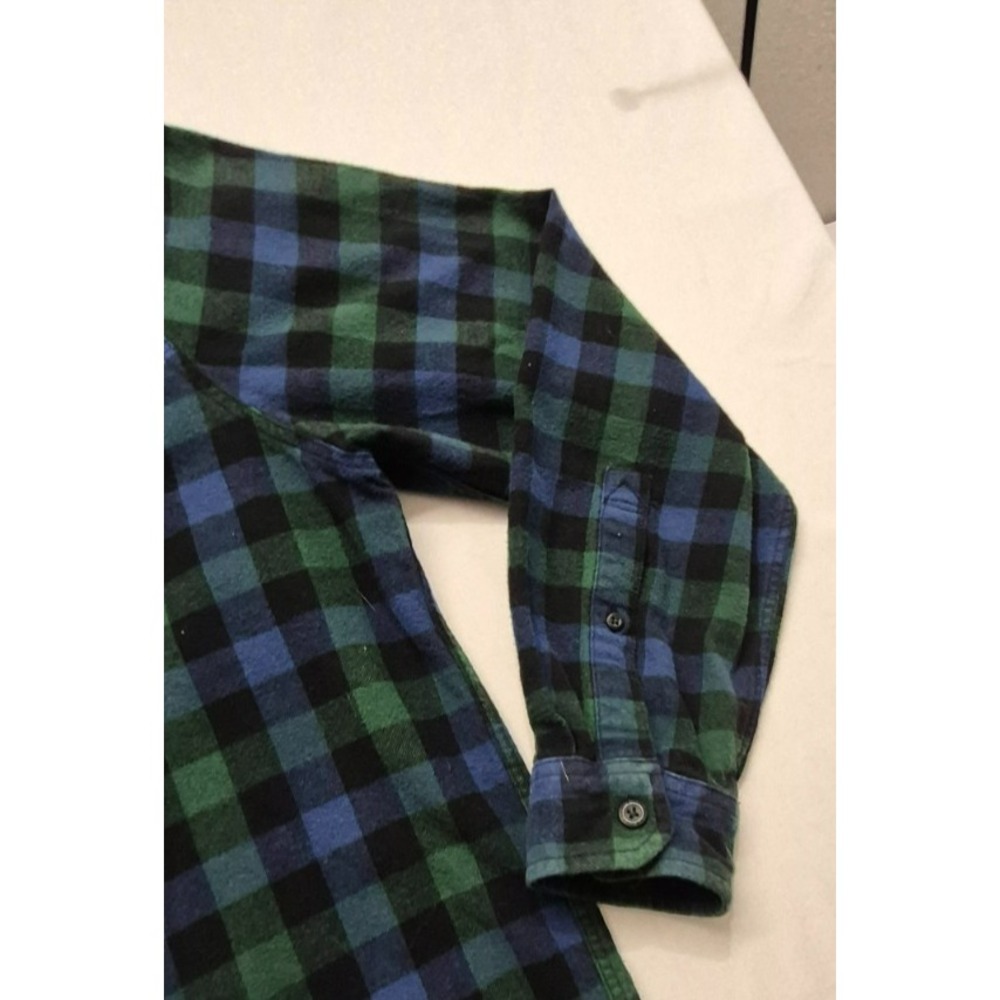 Eddie Bauer men's blue/green/black plaid flannel long sleeves shirt sz. XL - Picture 3 of 10